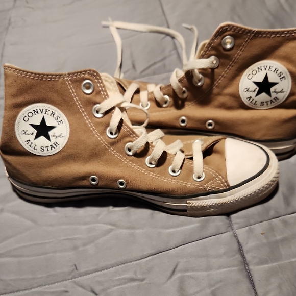 Converse Shoes - Converse High Top Sneakers - Tan with White Accents